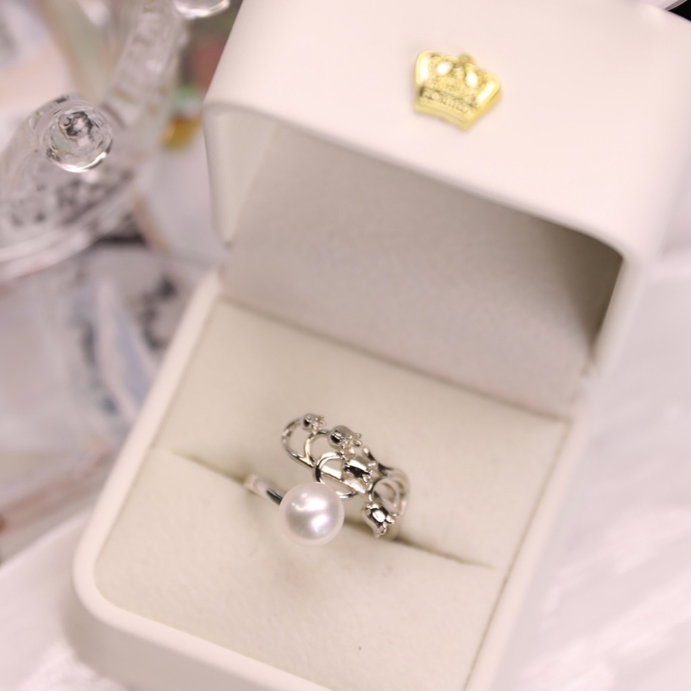 Elegant Gold and Silver Lily of the valley Pearl Rings - Picture 14 of 16